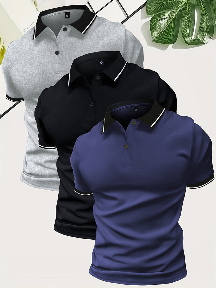 Noah | Herren Poloshirt 3er Set Kurzarm Casual Sommer Slim Fit