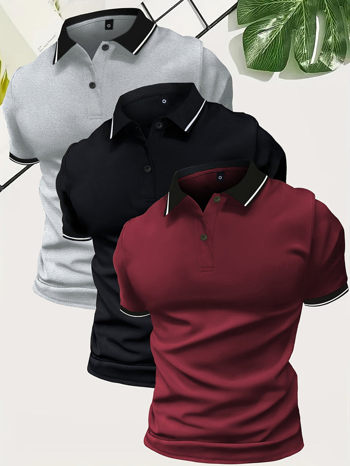 Noah | Herren Poloshirt 3er Set Kurzarm Casual Sommer Slim Fit