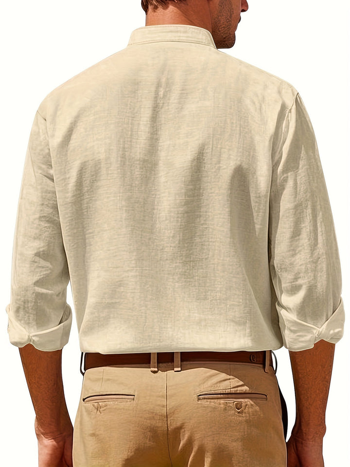 Carlos | Herren Leinenhemd Langarm Casual Sommer Knopfleiste