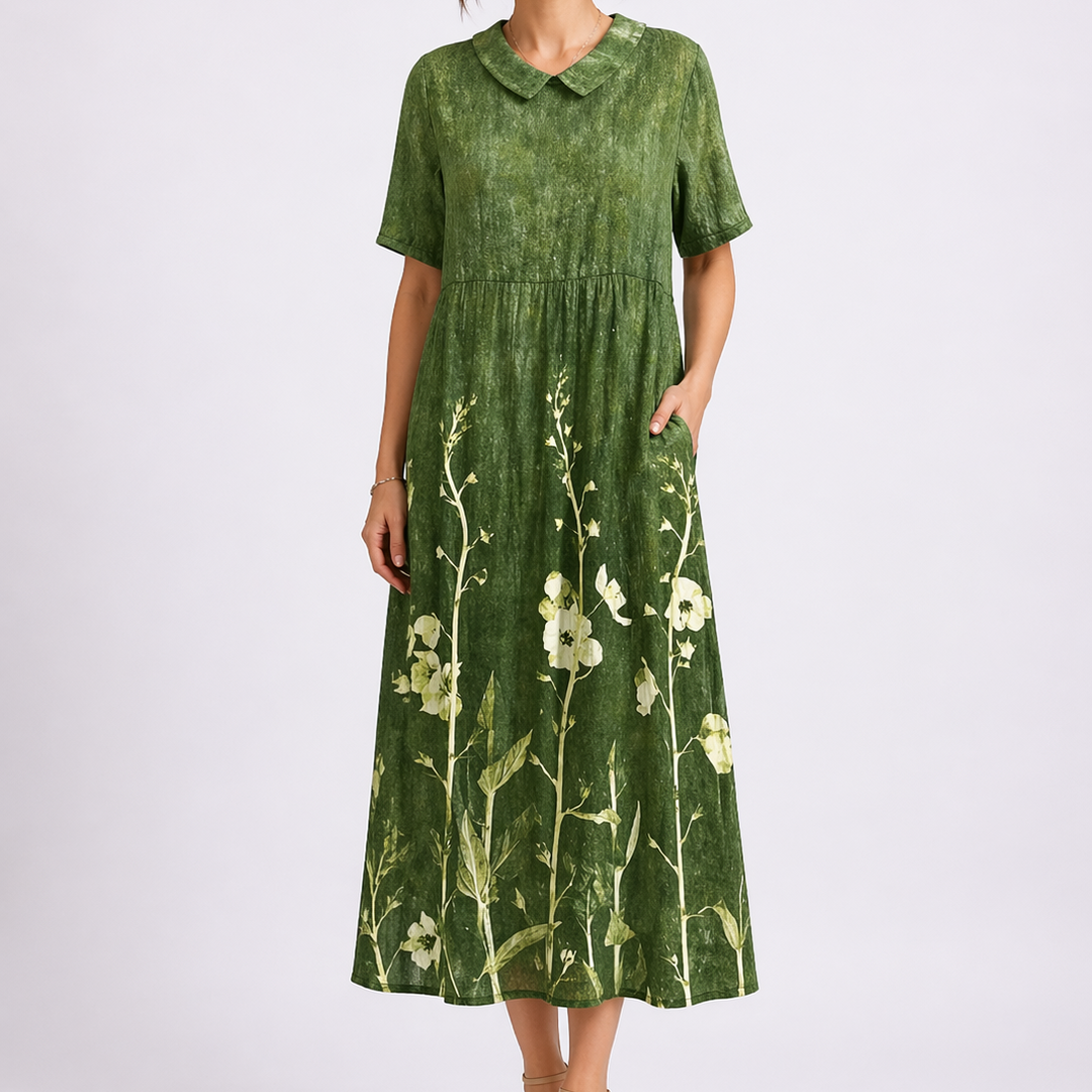 Francine | Damen V-Ausschnitt Blumen Midikleid - Floral - Image 3