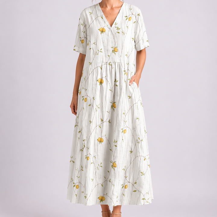 Francine | Damen V-Ausschnitt Blumen Midikleid - Floral - Image 8