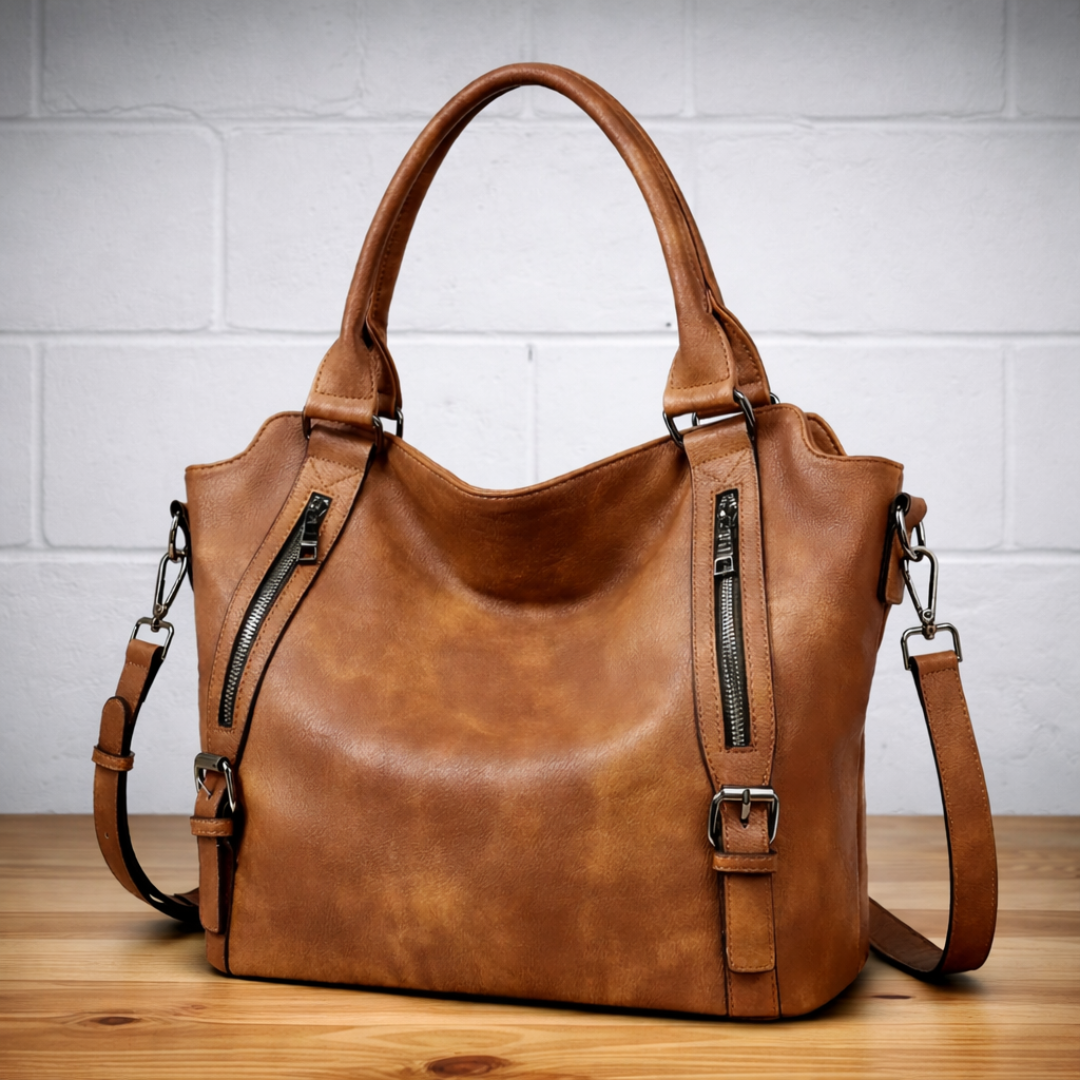 Franka | Damen Schultertasche mit Verstellbarem Riemen - Brown - Image 1