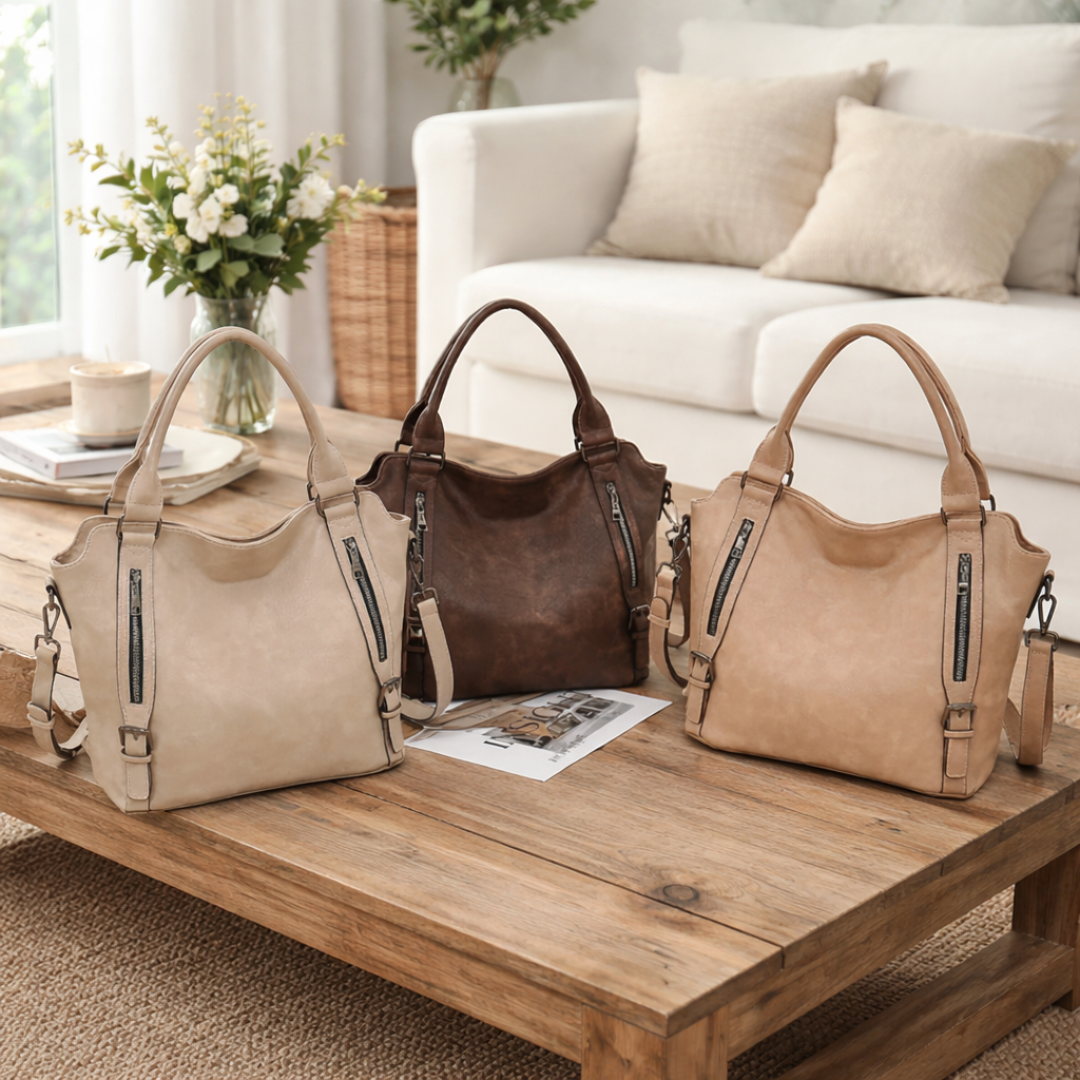 Franka | Damen Schultertasche mit Verstellbarem Riemen - Brown - Image 12