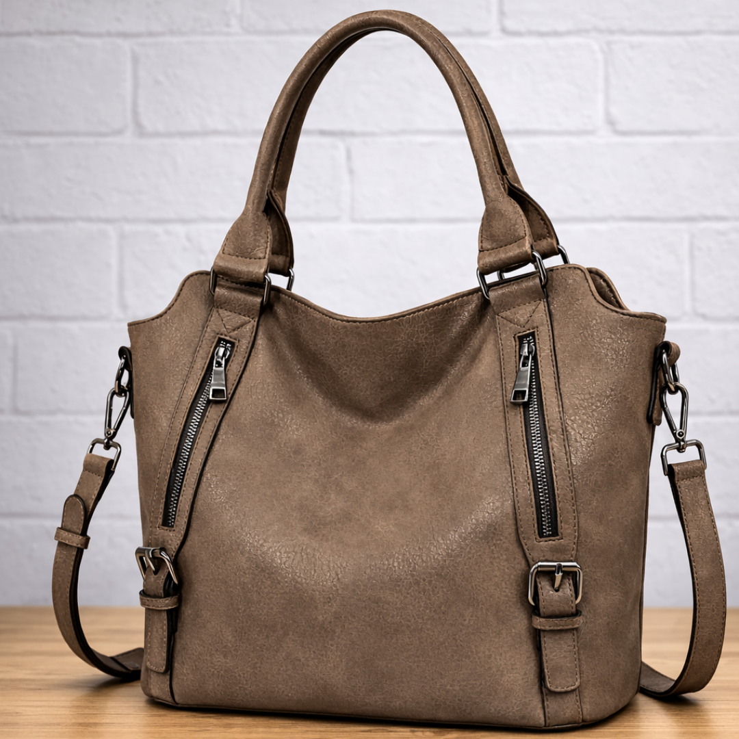 Franka | Damen Schultertasche mit Verstellbarem Riemen - Brown - Image 3