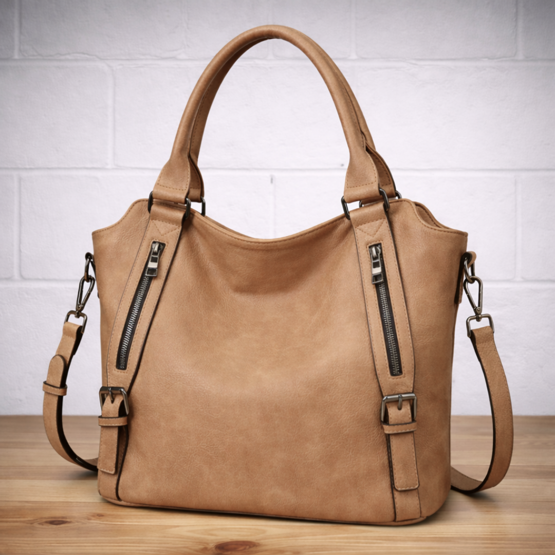 Franka | Damen Schultertasche mit Verstellbarem Riemen - Brown - Image 6