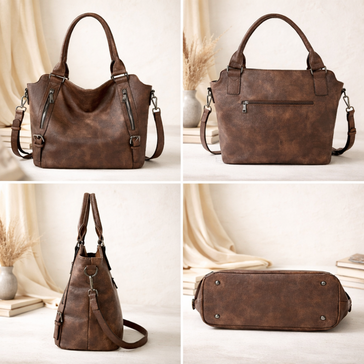 Franka | Damen Schultertasche mit Verstellbarem Riemen - Brown - Image 8