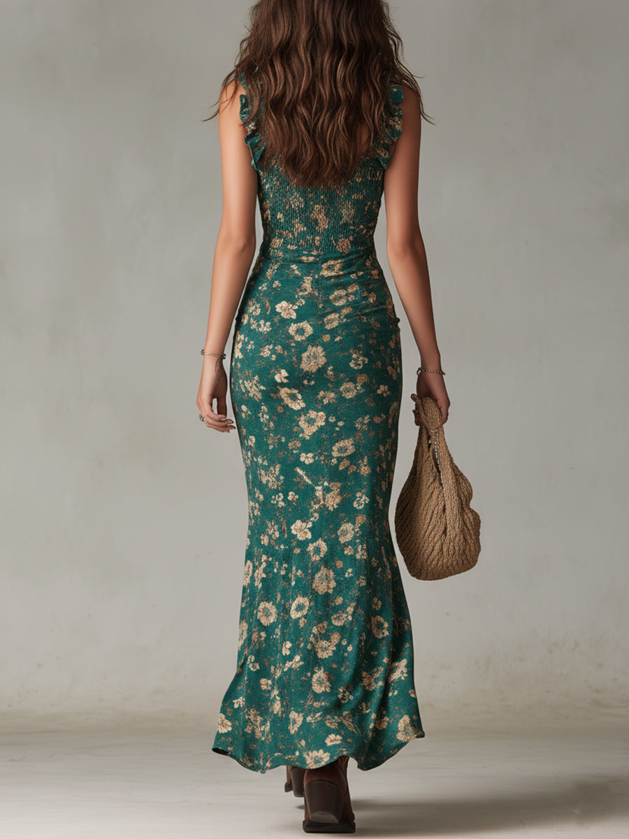 Franziska | Damen Blumen Maxikleid Spaghettiträger - Floral - Image 3