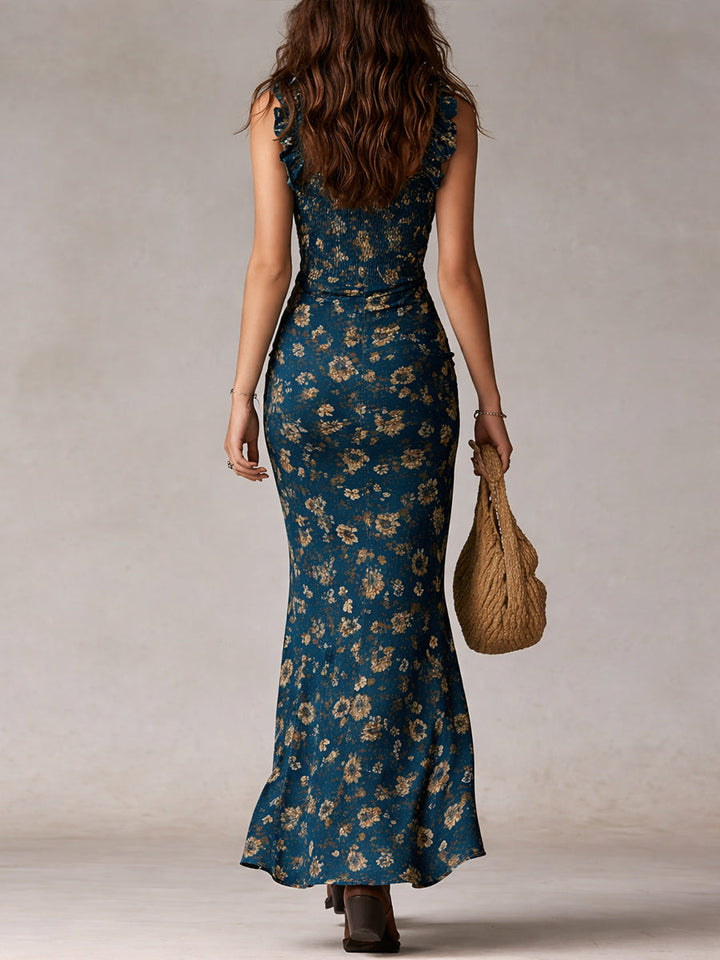 Franziska | Damen Blumen Maxikleid Spaghettiträger - Floral - Image 5