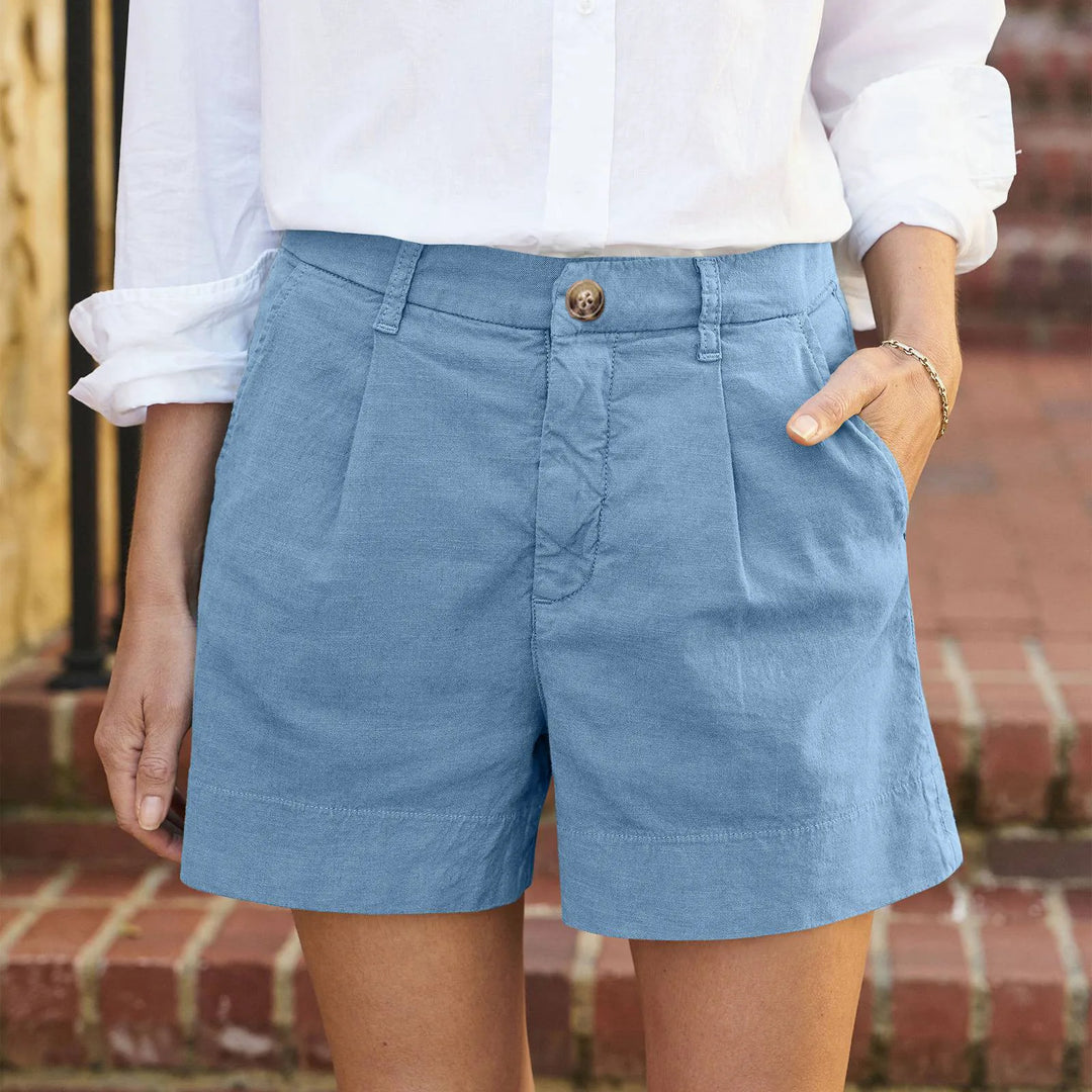 Franziska | Damen High Waist Shorts mit Taschen - White - Image 5