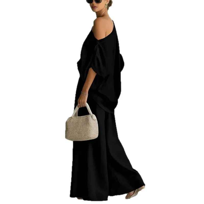 Franziska | Damen Schulterfreies Langarm Outfit Set - Beige - Image 9