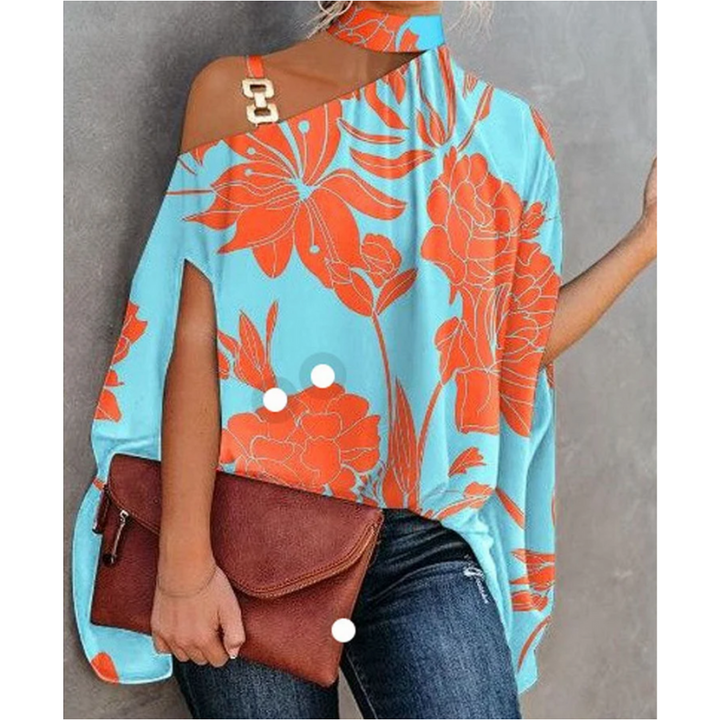 Frederika | Damen Asymmetrische Schulterfreie Bluse - Orange - Image 2