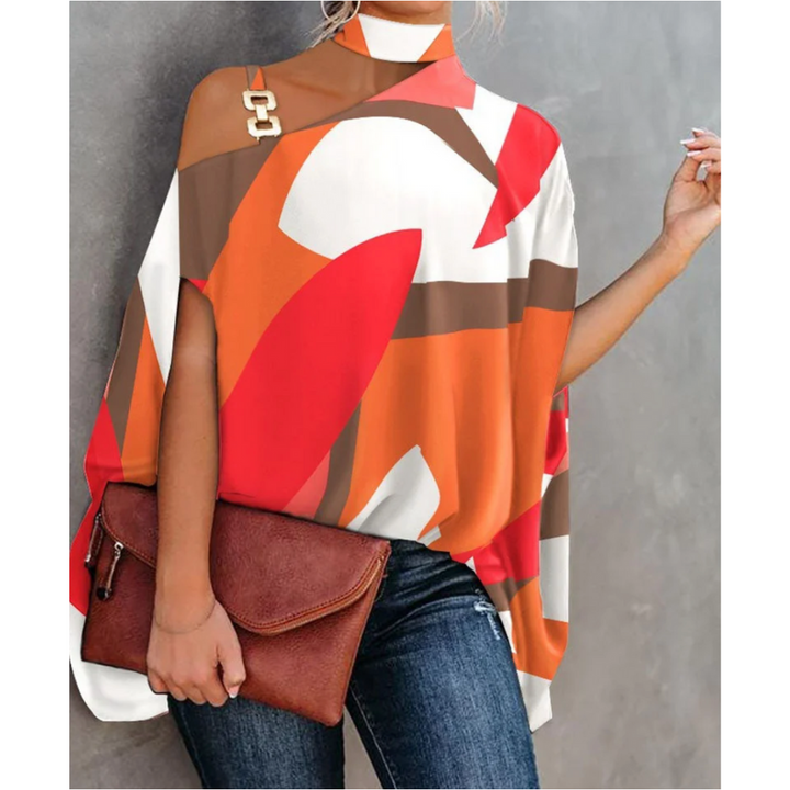 Frederika | Damen Asymmetrische Schulterfreie Bluse - Orange - Image 5
