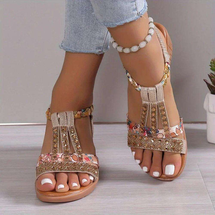 Freya | Damen Riemchen Sandalen mit Blumenmuster - Floral - Image 1