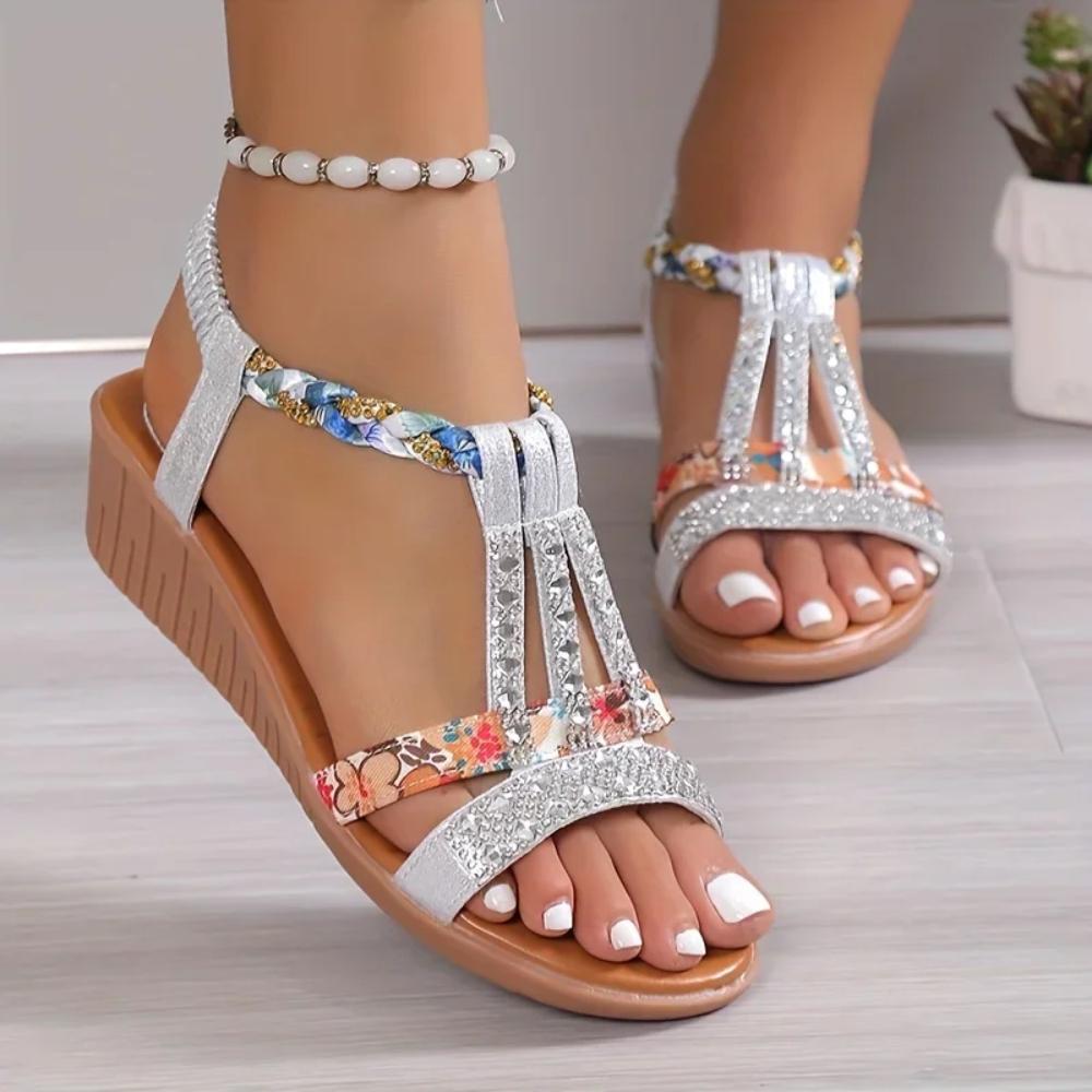 Freya | Damen Riemchen Sandalen mit Blumenmuster - Floral - Image 2