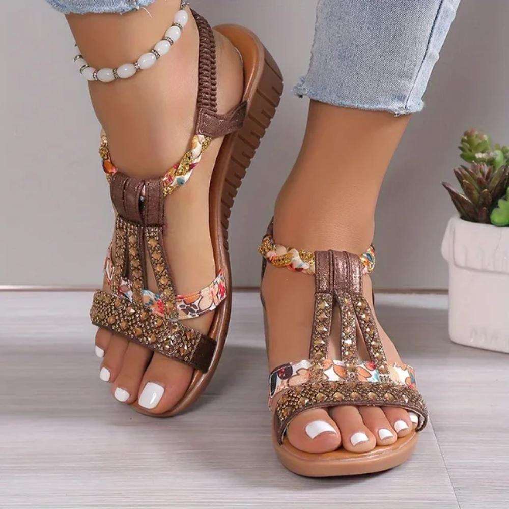 Freya | Damen Riemchen Sandalen mit Blumenmuster - Floral - Image 5