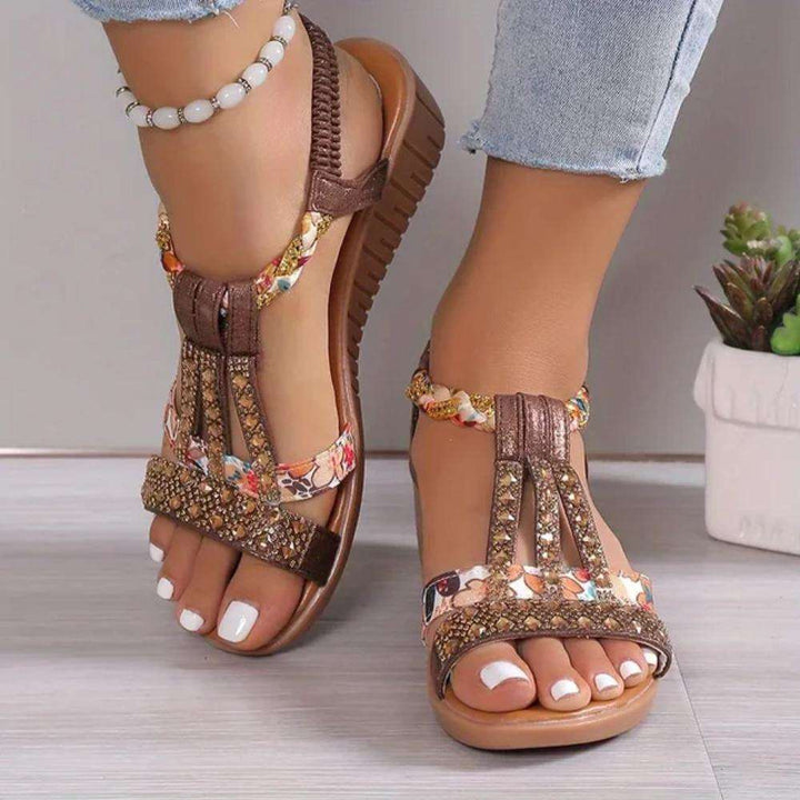 Freya | Damen Riemchen Sandalen mit Blumenmuster - Floral - Image 5