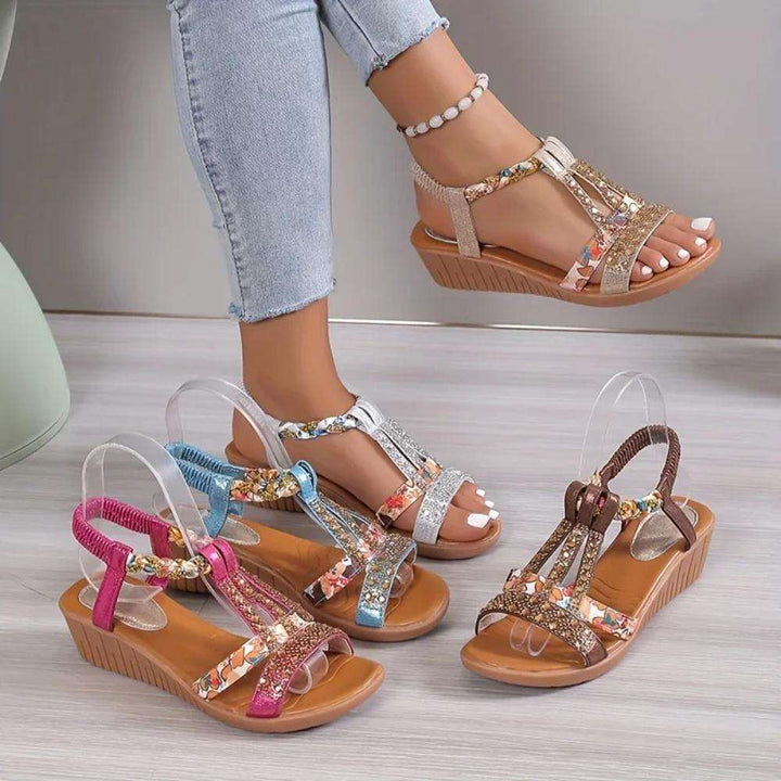 Freya | Damen Riemchen Sandalen mit Blumenmuster - Floral - Image 6