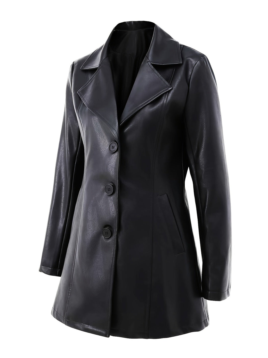 Freyborg | Damen Ledermantel Slim Fit Langmantel - Black - Image 3