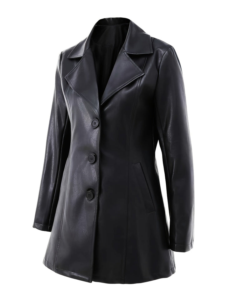 Freyborg | Damen Ledermantel Slim Fit Langmantel - Black - Image 3