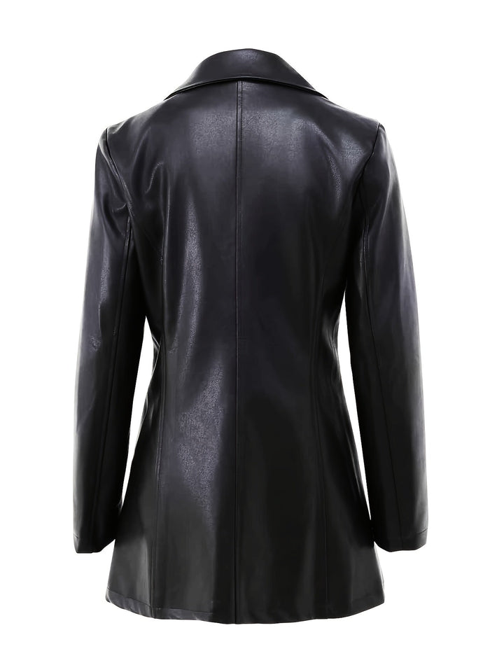Freyborg | Damen Ledermantel Slim Fit Langmantel - Black - Image 4
