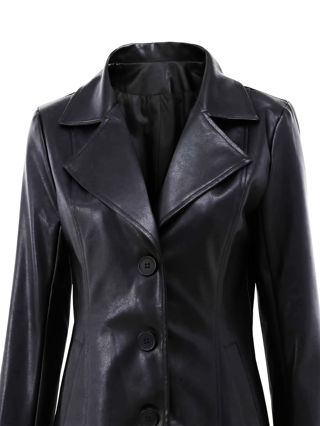 Freyborg | Damen Ledermantel Slim Fit Langmantel - Black - Image 5