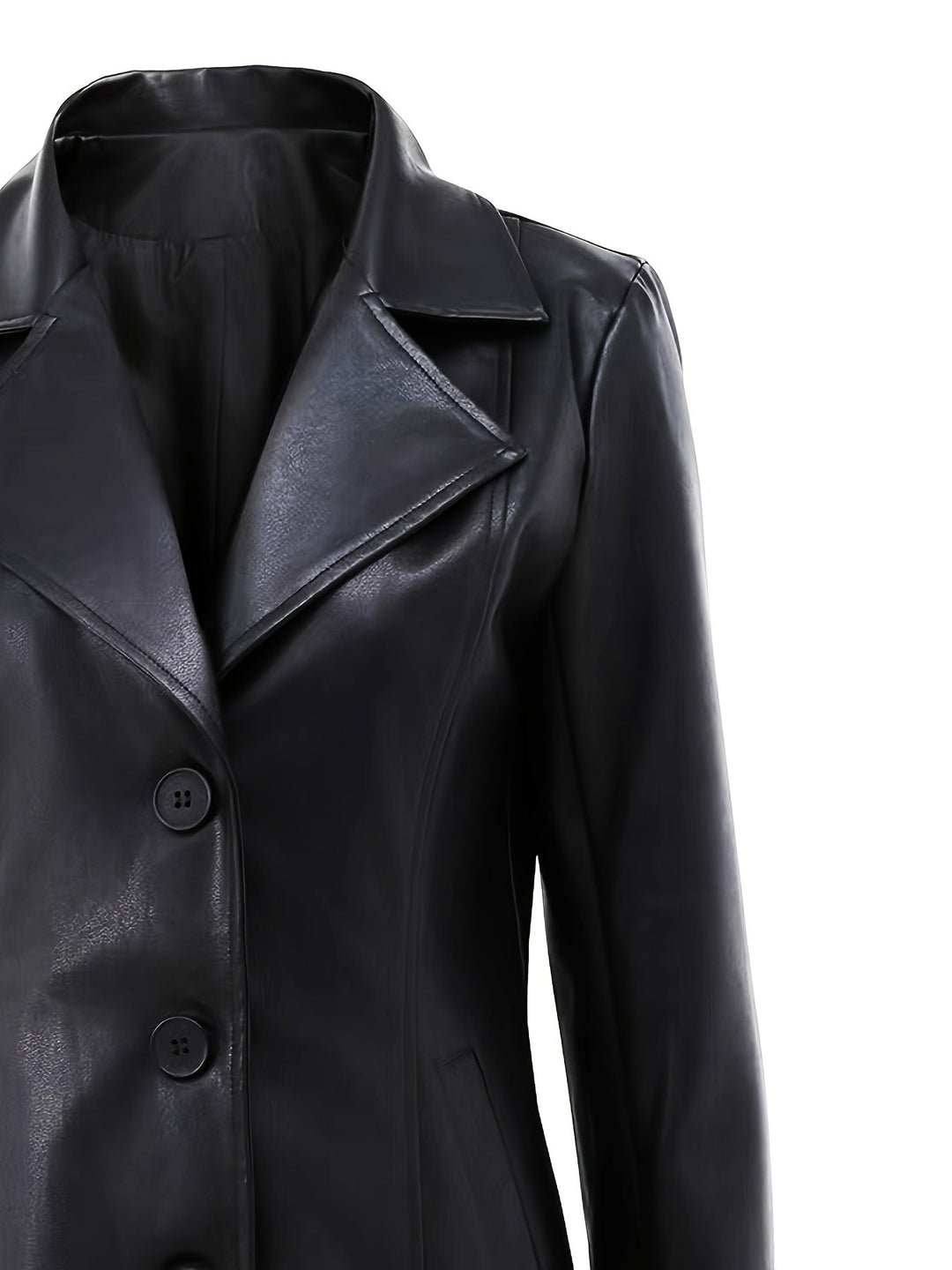 Freyborg | Damen Ledermantel Slim Fit Langmantel - Black - Image 6