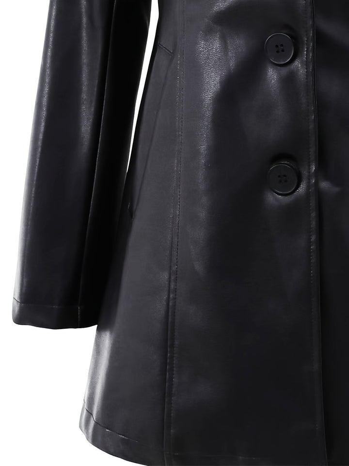 Freyborg | Damen Ledermantel Slim Fit Langmantel - Black - Image 7