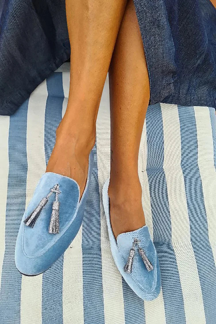Freymund | Damen Loafer mit Quaste Slipper - Light Blue - Image 1
