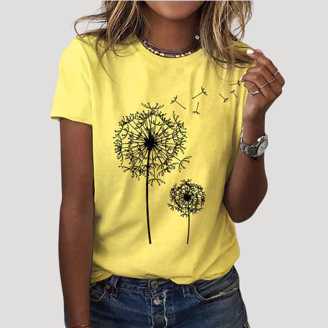 Frida | Damen Pusteblume Print T-Shirt - Black - Image 3