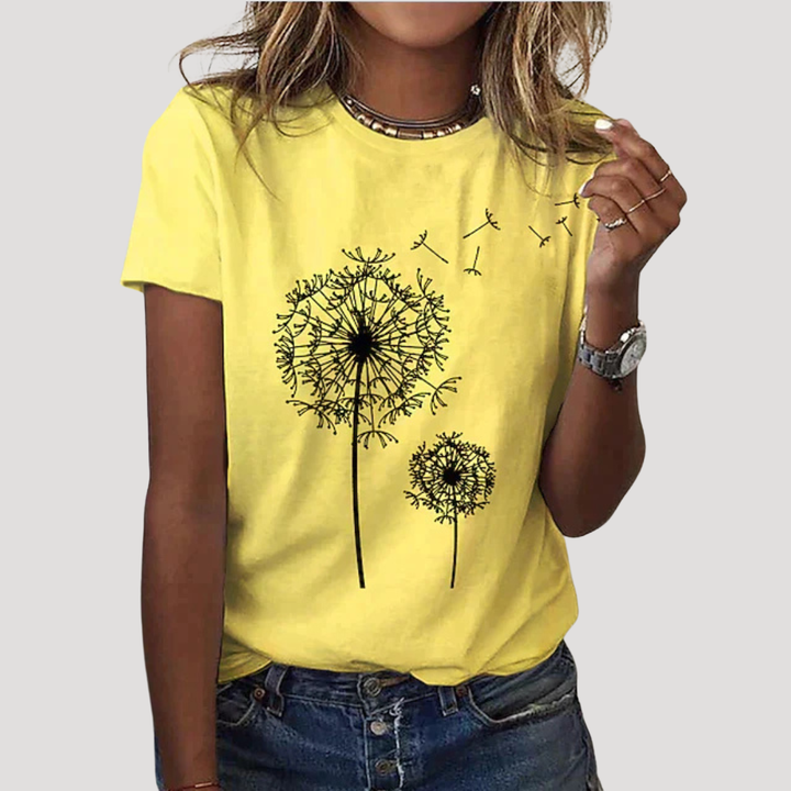 Frida | Damen Pusteblume Print T-Shirt - Black - Image 3