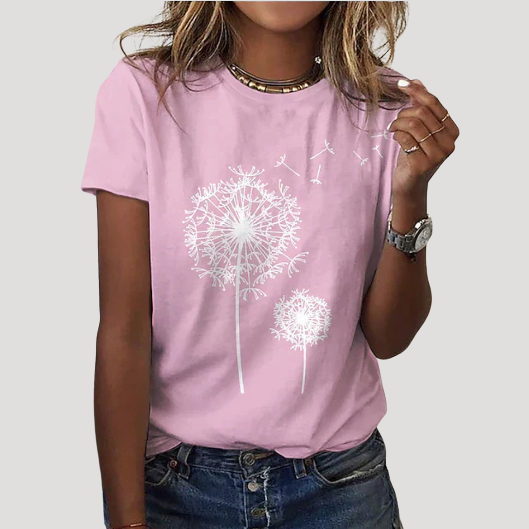 Frida | Damen Pusteblume Print T-Shirt - Black - Image 4