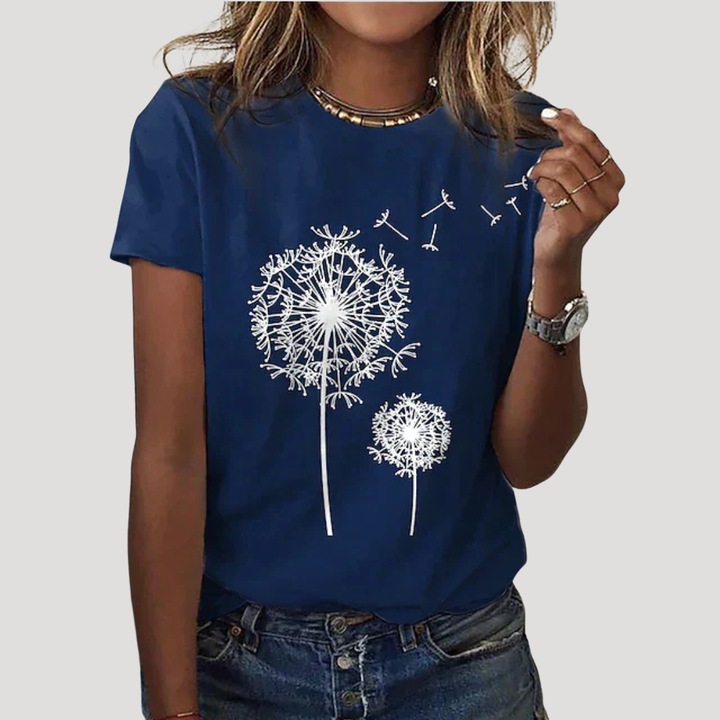 Frida | Damen Pusteblume Print T-Shirt - Black - Image 5