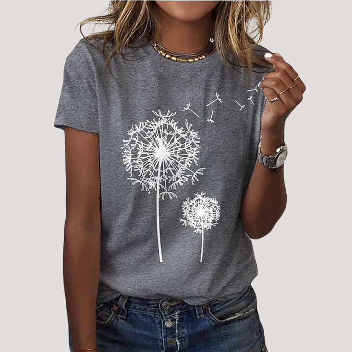 Frida | Damen Pusteblume Print T-Shirt - Black - Image 6