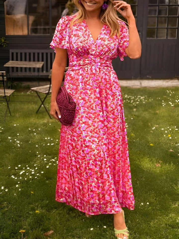 Frieda | Damen Blumenprint Maxikleid V-Ausschnitt - Floral - Image 8
