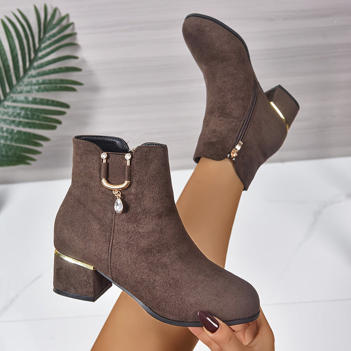 Frieda | Damen Chelsea Ankle Boot mit Blockabsatz, 70Z - Dark Brown - Image 4