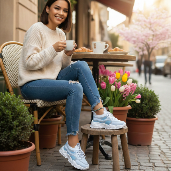 Friederike | Damen Atmungsaktive Mesh Sneaker - Beige - Image 10