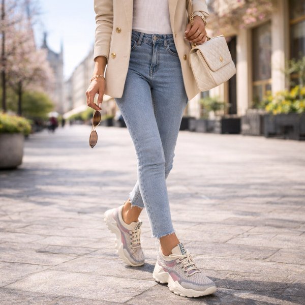 Friederike | Damen Atmungsaktive Mesh Sneaker - Beige - Image 11