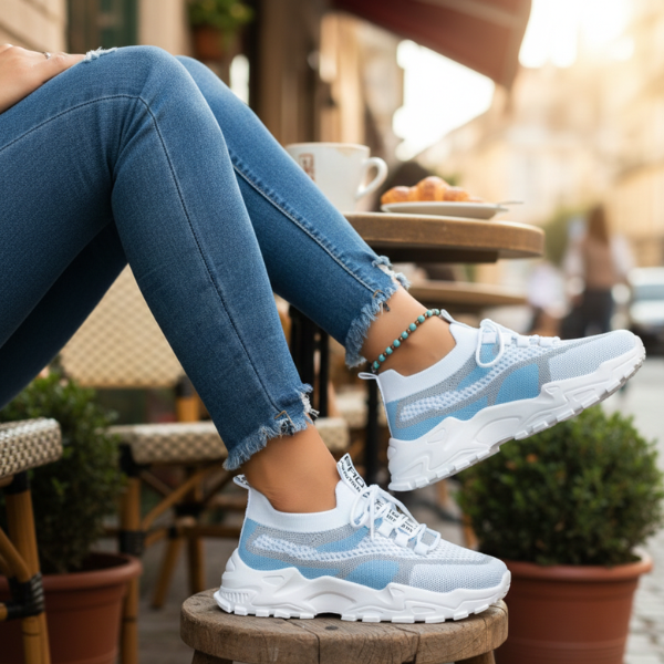 Friederike | Damen Atmungsaktive Mesh Sneaker - Beige - Image 12