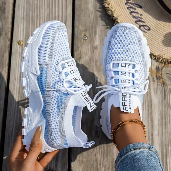 Friederike | Damen Atmungsaktive Mesh Sneaker - Beige - Image 3