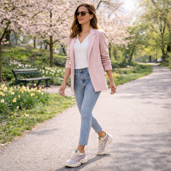 Friederike | Damen Atmungsaktive Mesh Sneaker - Beige - Image 4