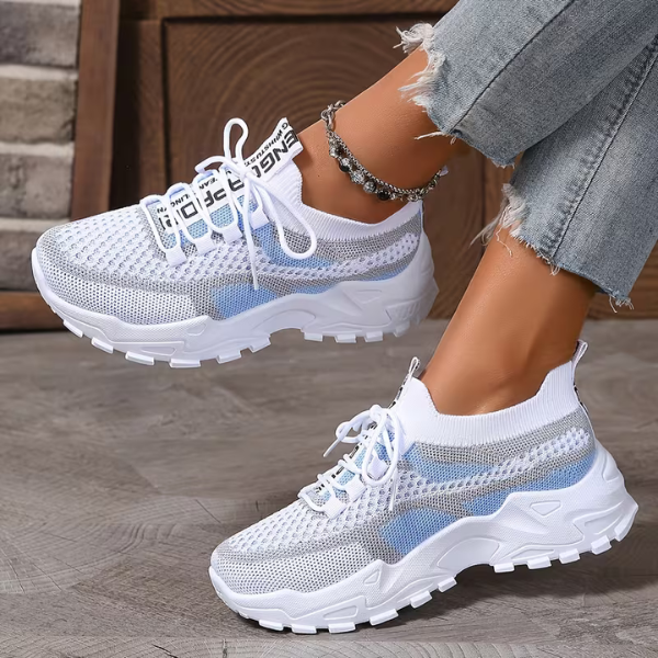 Friederike | Damen Atmungsaktive Mesh Sneaker - Beige - Image 9