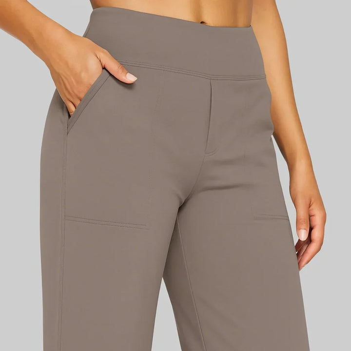 Olla | Damen Highwaist Weite Hose Stretch Freizeithose mit Taschen