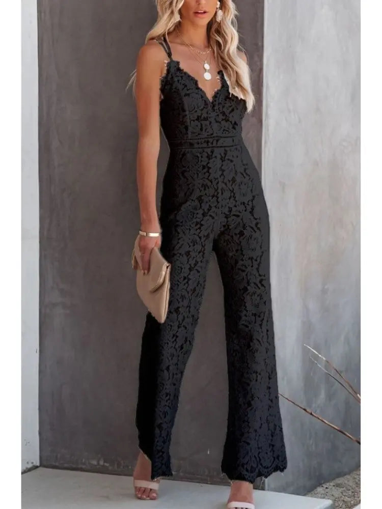 Gabriela | Damen Ärmellos Overall mit Weitem Bein - White - Image 3
