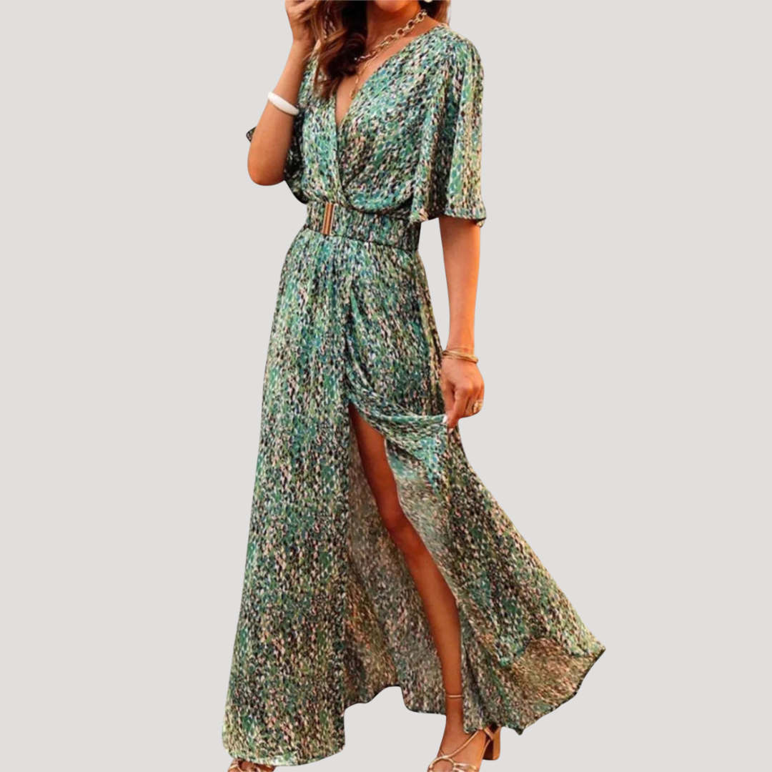 Galatea | Damen Wickel Maxi Kleid mit Schlitz - Floral - Image 1
