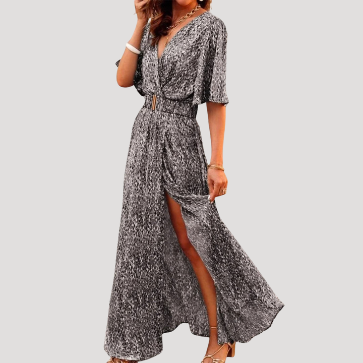 Galatea | Damen Wickel Maxi Kleid mit Schlitz - Floral - Image 2