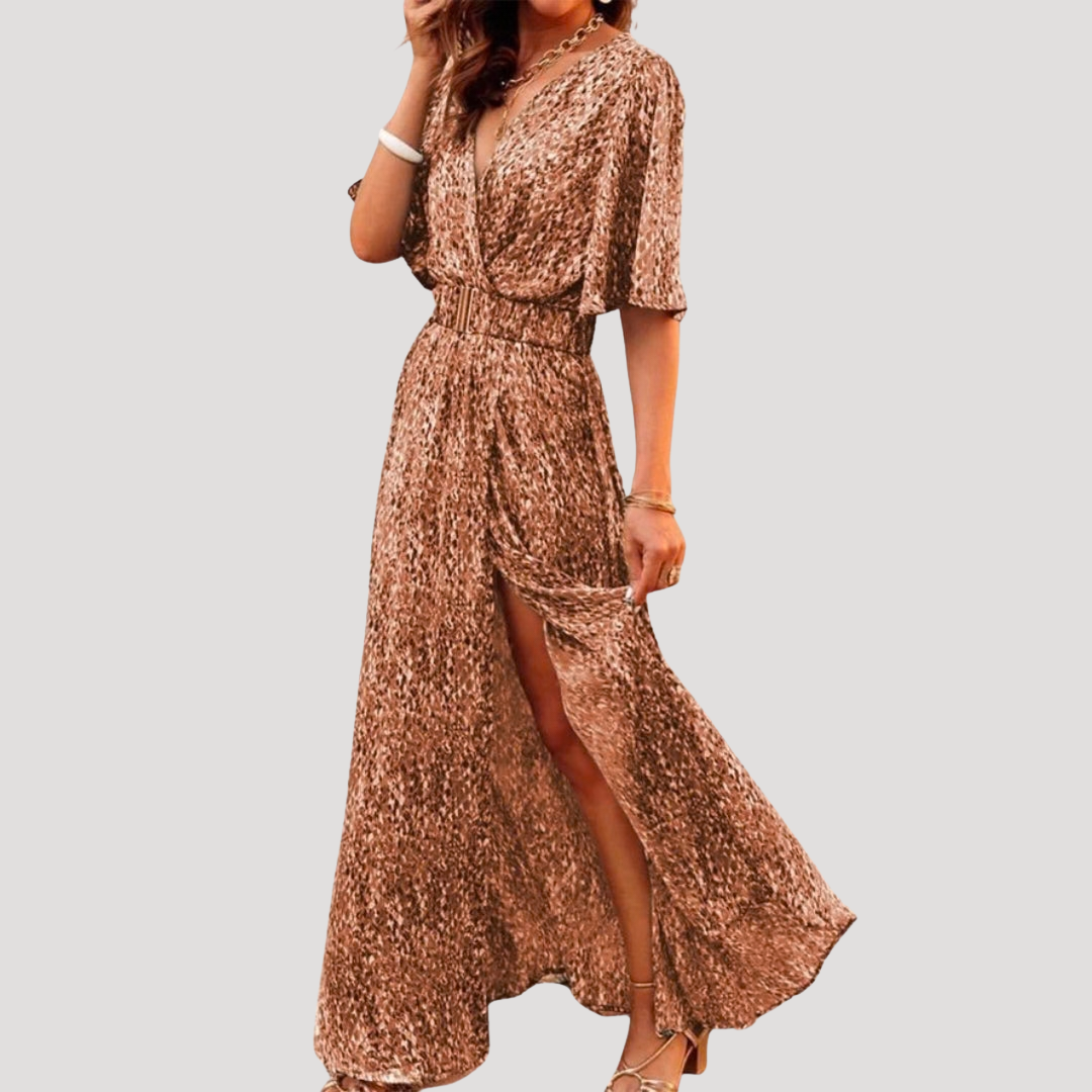 Galatea | Damen Wickel Maxi Kleid mit Schlitz - Floral - Image 3