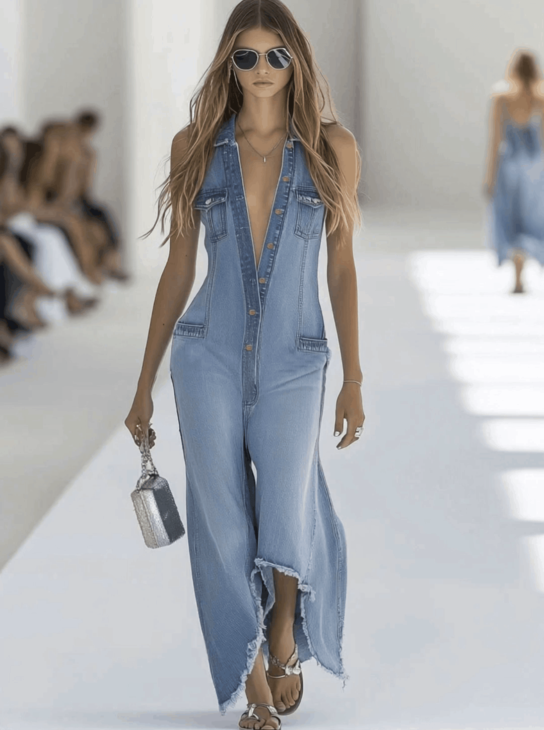 Galiana | Damen Ärmellose Wide Leg Overall - Light Blue - Image 2
