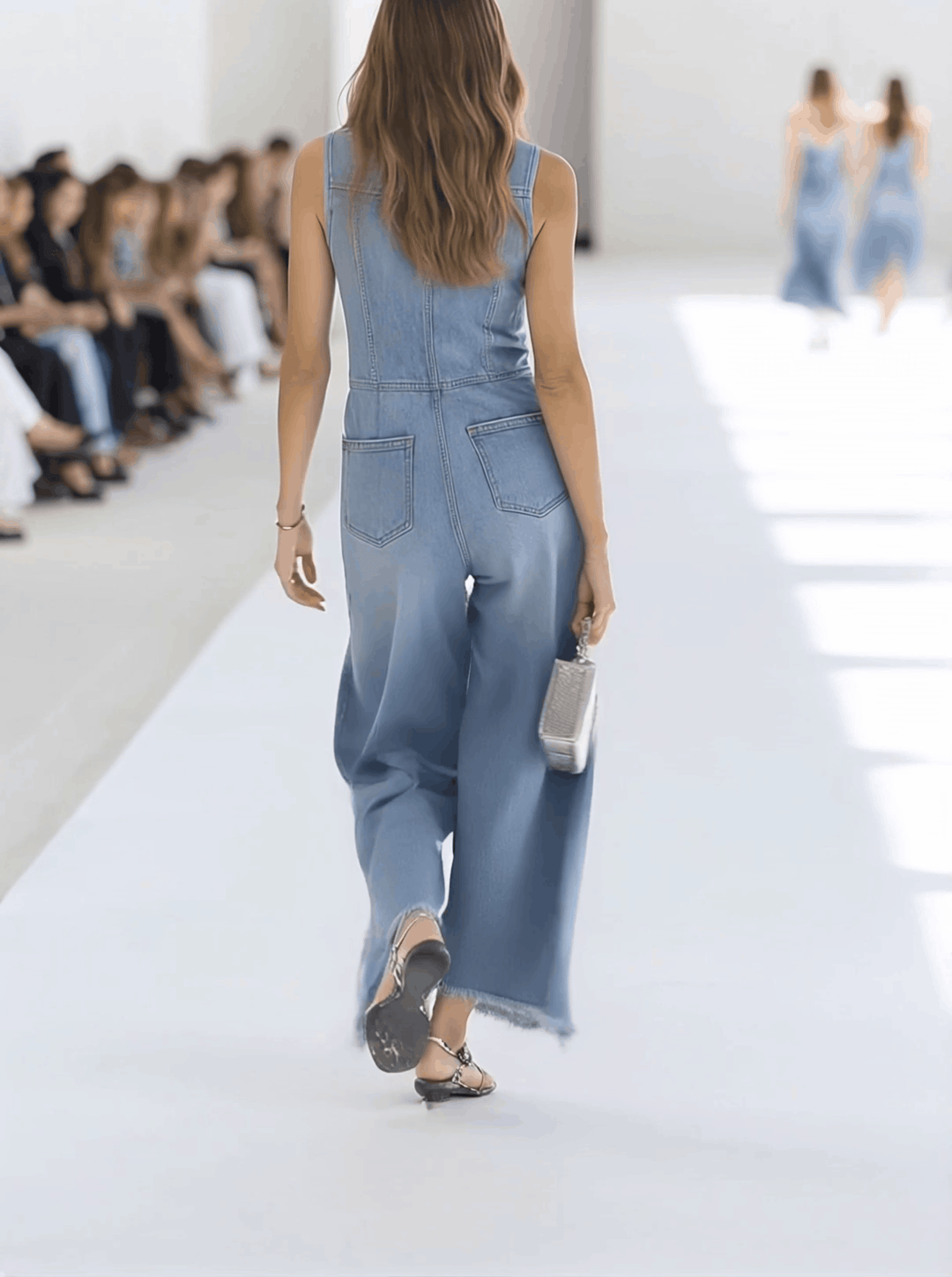 Galiana | Damen Ärmellose Wide Leg Overall - Light Blue - Image 3