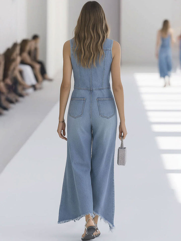 Galiana | Damen Ärmellose Wide Leg Overall - Light Blue - Image 4
