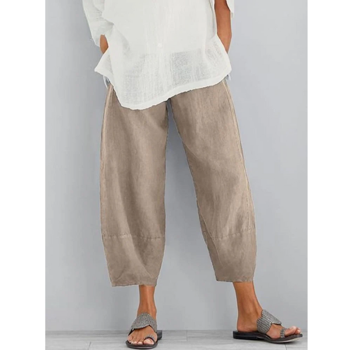 Galina | Damen Haremshose Weite Pumphose Elastischer Bund - Taupe - Image 1